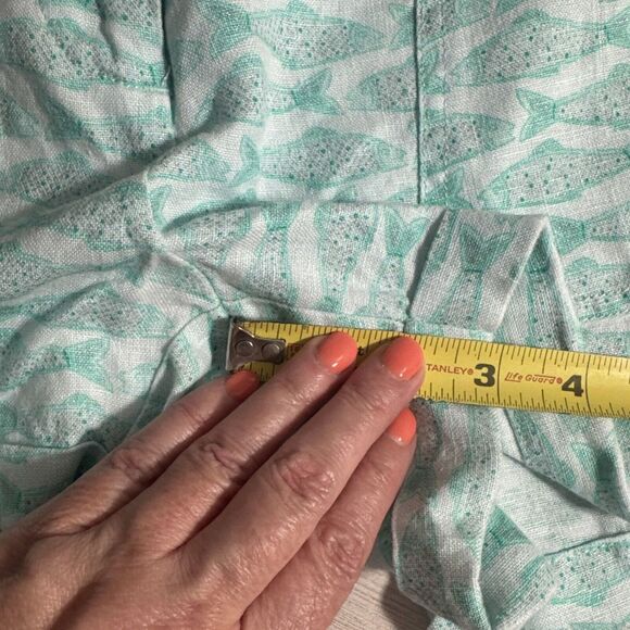 VINEYARD VINES Teal Blue Pigment Fish Print Linen Shorts Sz 2 Mint Green LN $88 - Picture 13 of 15